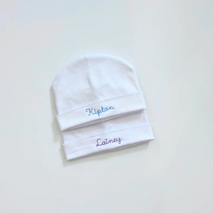 Newborn Picot Trimmed Baby Hat - Monogrammable