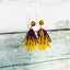 Purple and Yellow Beaded Dangle Earrings