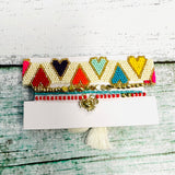 Beaded Multicolor Heart Bracelet Set