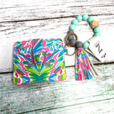 Silicone Beaded Wristlet w/ Card Holder Wallet