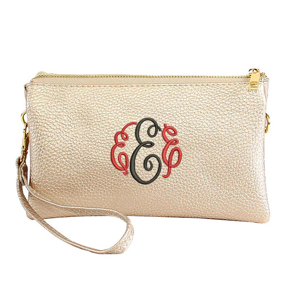Monogrammable Three Compartments Crossbody Bag - Gold Shimmer