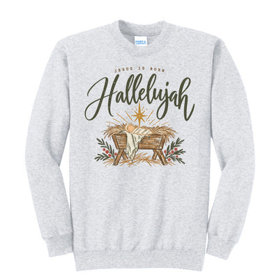 Hallelujah Jesus Is Born Nativity Crewneck Sweatshirt - PC78