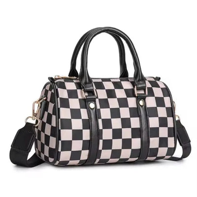 Ella Nylon Checker Boston Bag