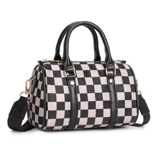 Ella Nylon Checker Boston Bag