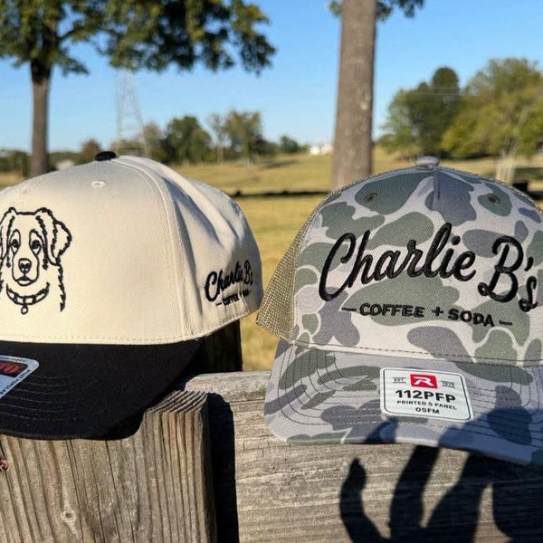 Custom hats for Charlie B's Coffee + Soda