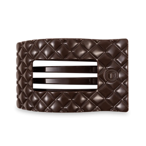 Truly Taupe Quilted Flat Rectangle Hair Clip - Teleties