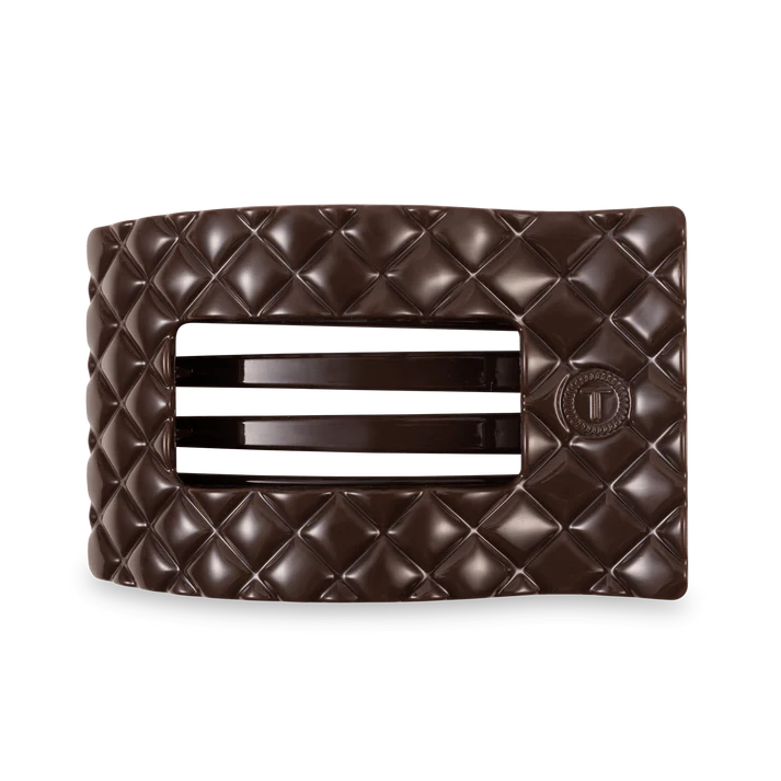 Truly Taupe Quilted Flat Rectangle Hair Clip - Teleties