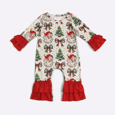 Golden Dot Santa Baby Romper - Clover Cottage