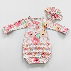 Watercolor Poppy Baby Gown