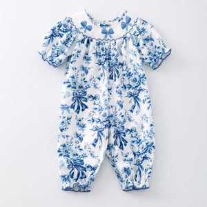 Oxford Waverly Smocked Baby Romper - Clover Cottage