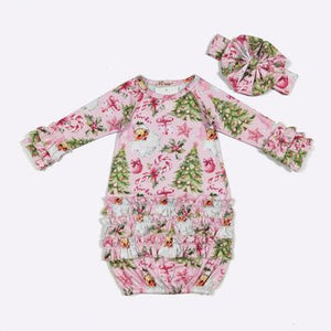 Blushing Christmas Baby Gown - Clover Cottage