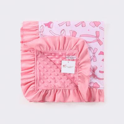 Pink Coquette Ruffle Minky Blanket - Clover Cottage