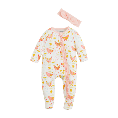 Floral Chicken Sleeper & Headband Set - Mud Pie