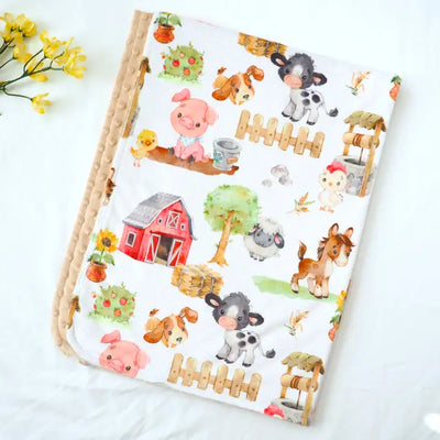 Farm Animals Minky Baby Blanket