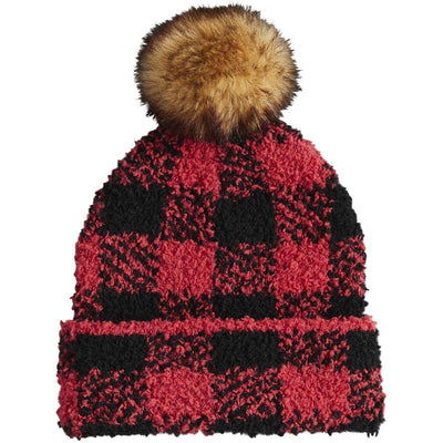 Red Buffalo Chenille Check Beanie - Mud Pie