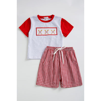 Baseball Smocked Short Set