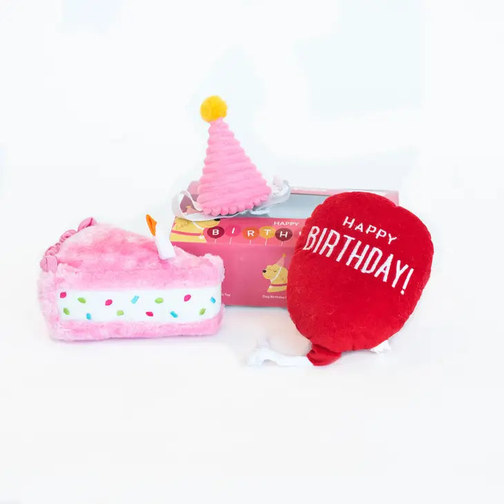 Zippy Paws Birthday Box Pink Dog Toy