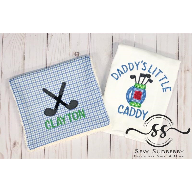 Golf Club Burp Cloth Baby Gift Set