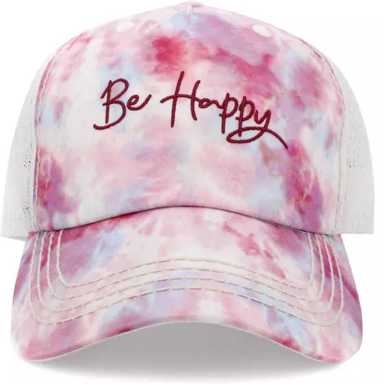 Be Happy Pink - Vintage Washed Baseball Cap