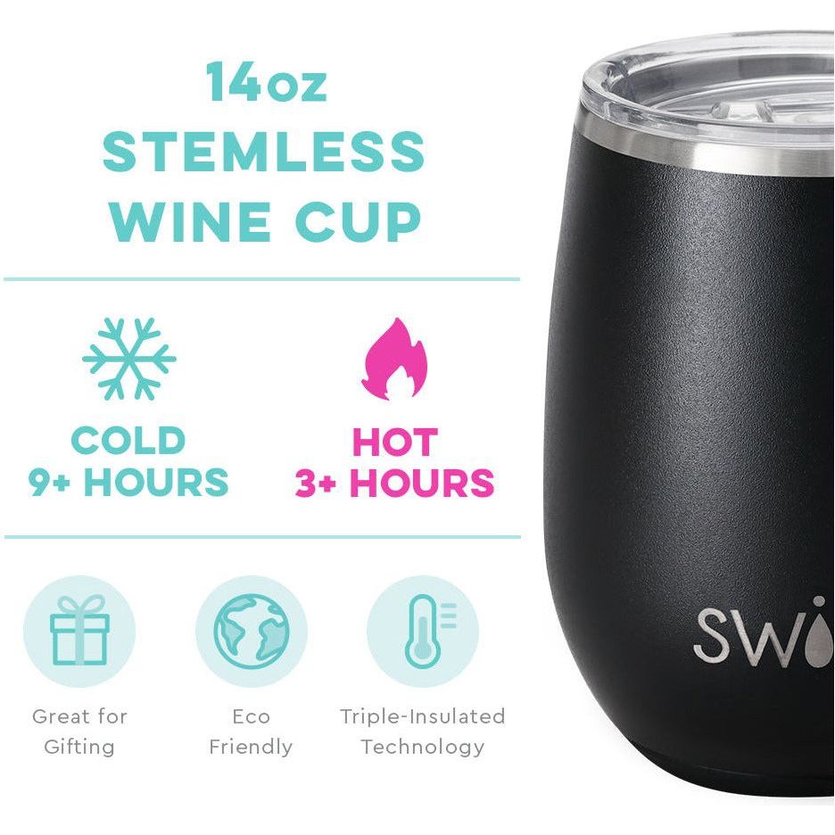 Matte Black Stemless Wine Cup (140z) - Swig Life