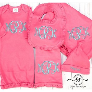 Pink Monogrammed Baby Set - Newborn Coming Home Set