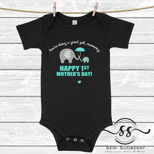 1st Mother's Day - Elephant - Onesie - 9