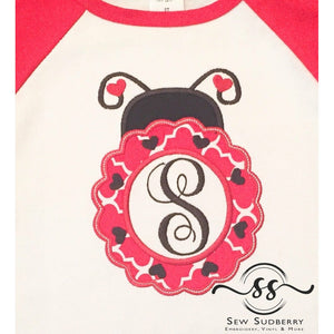 Ladybug Monogram - Valentine's -  Applique Shirt
