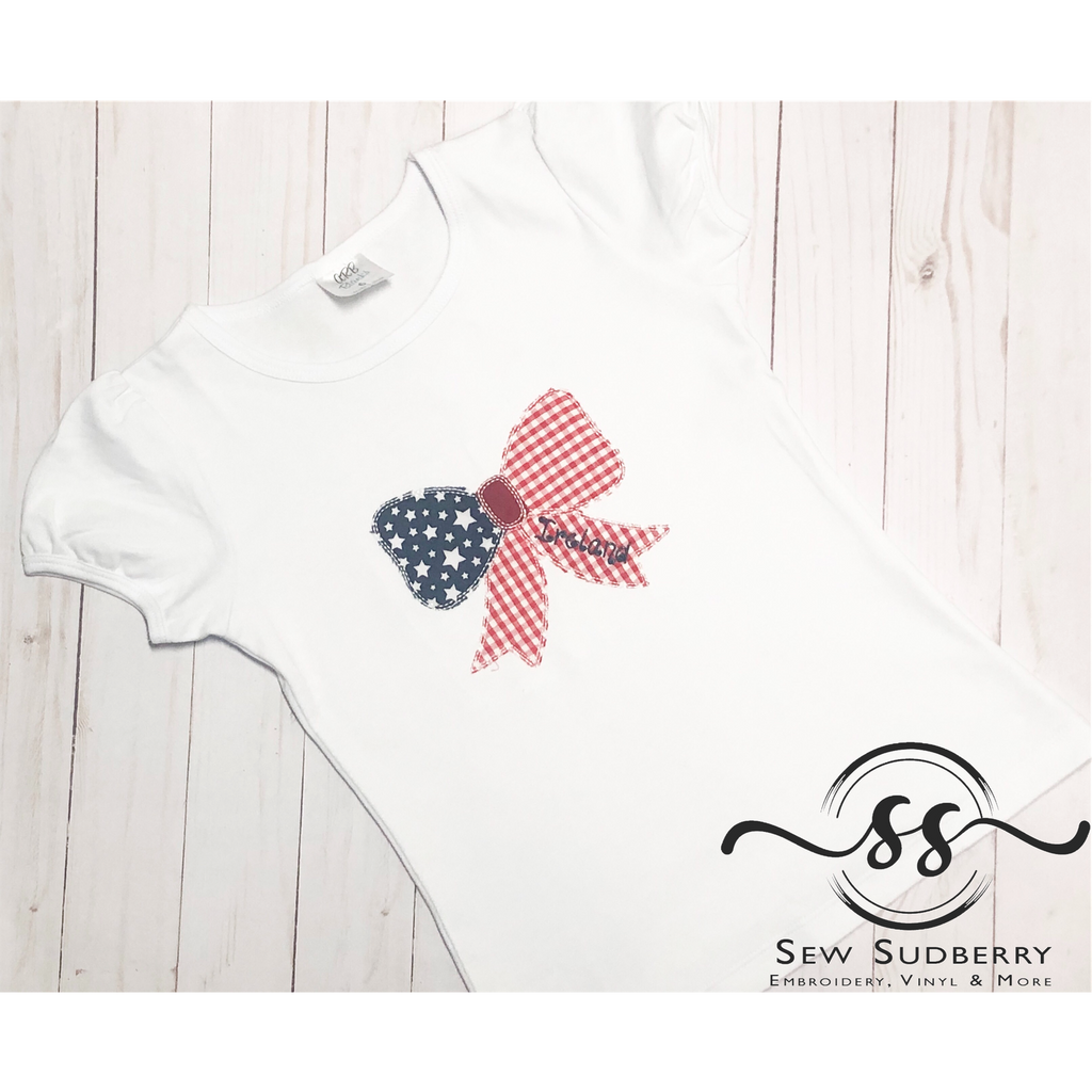 Patriotic Bow for Fourth of July - Girl's Tee