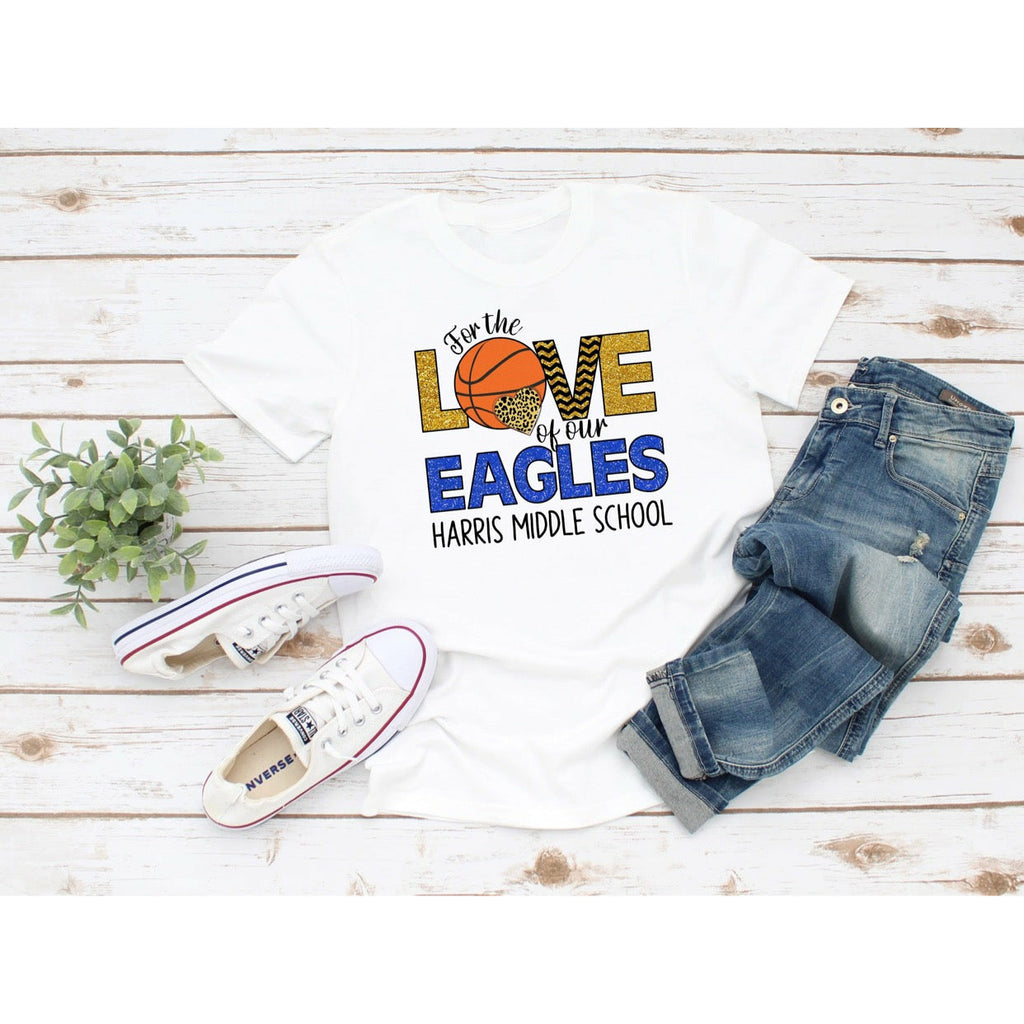 For the Love of Basketball - EAGLES - HARRIS MIDDLE - School Mascot - Sublimation Design