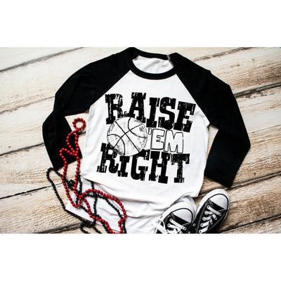 Raise Em' Right Basketball - Sports Screen Print Tee