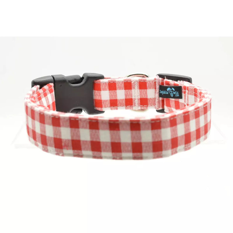Red Gingham Dog Collar - Monogrammed