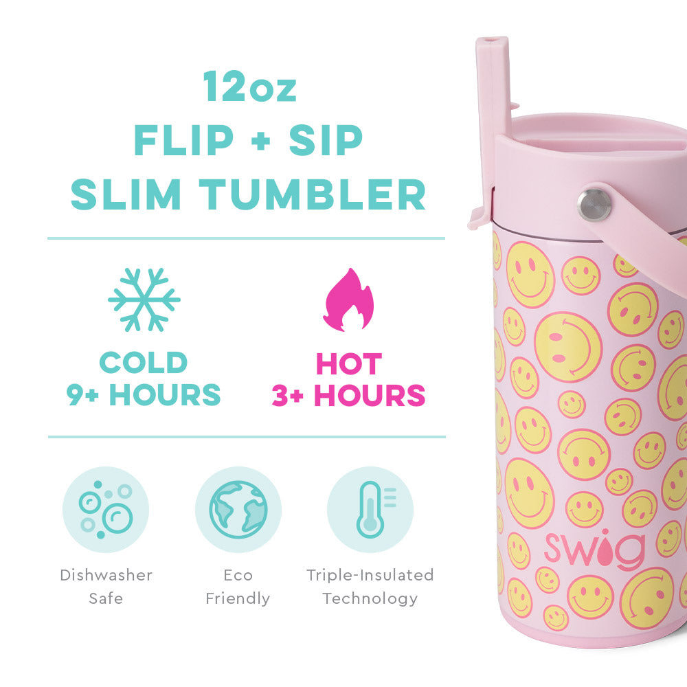 Oh Happy Day Flip & Sip Slim Tumbler - Swig Life