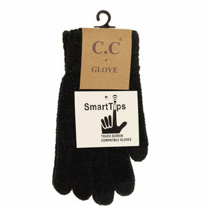 Black Chenille C.C. Beanie Gloves