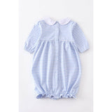 Blue Stripe Convertible Baby Gown & Romper