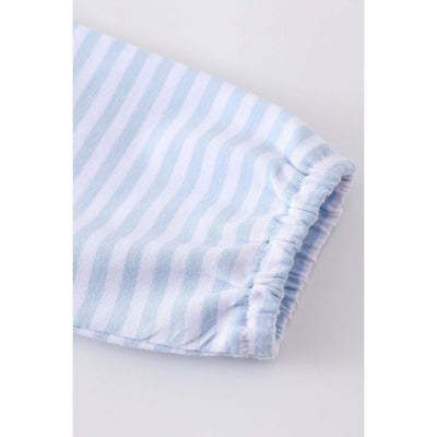 Blue Stripe Convertible Baby Gown & Romper