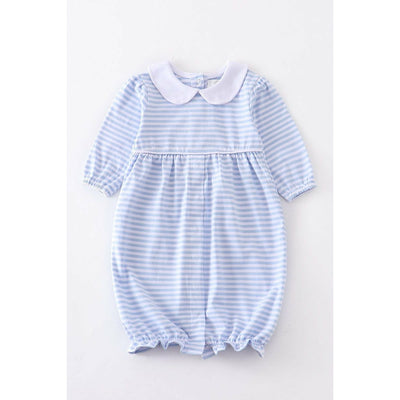 Blue Stripe Convertible Baby Gown & Romper