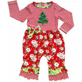 Christmas Candy Cane Stripe Floral Romper