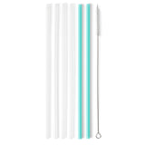Clear + Aqua Reusable Tall Straw Set- Swig