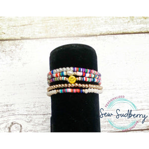 Multi-Color Smiley Beaded Bracelet Stack