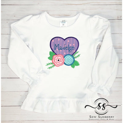 Floral Heart - Valentine's -  Applique Shirt