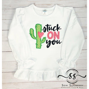 Stuck on You - Cactus - Valentine's -  Applique Shirt