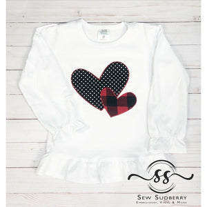 Double Hearts - Valentine's -  Applique Shirt
