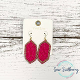 Hot Pink Lilly Beaded Earrings