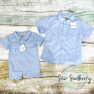 Baby Blue Fishing Romper/Shirt