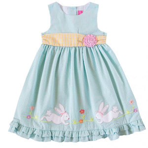 Girls Easter Dress with Bunny Applique
