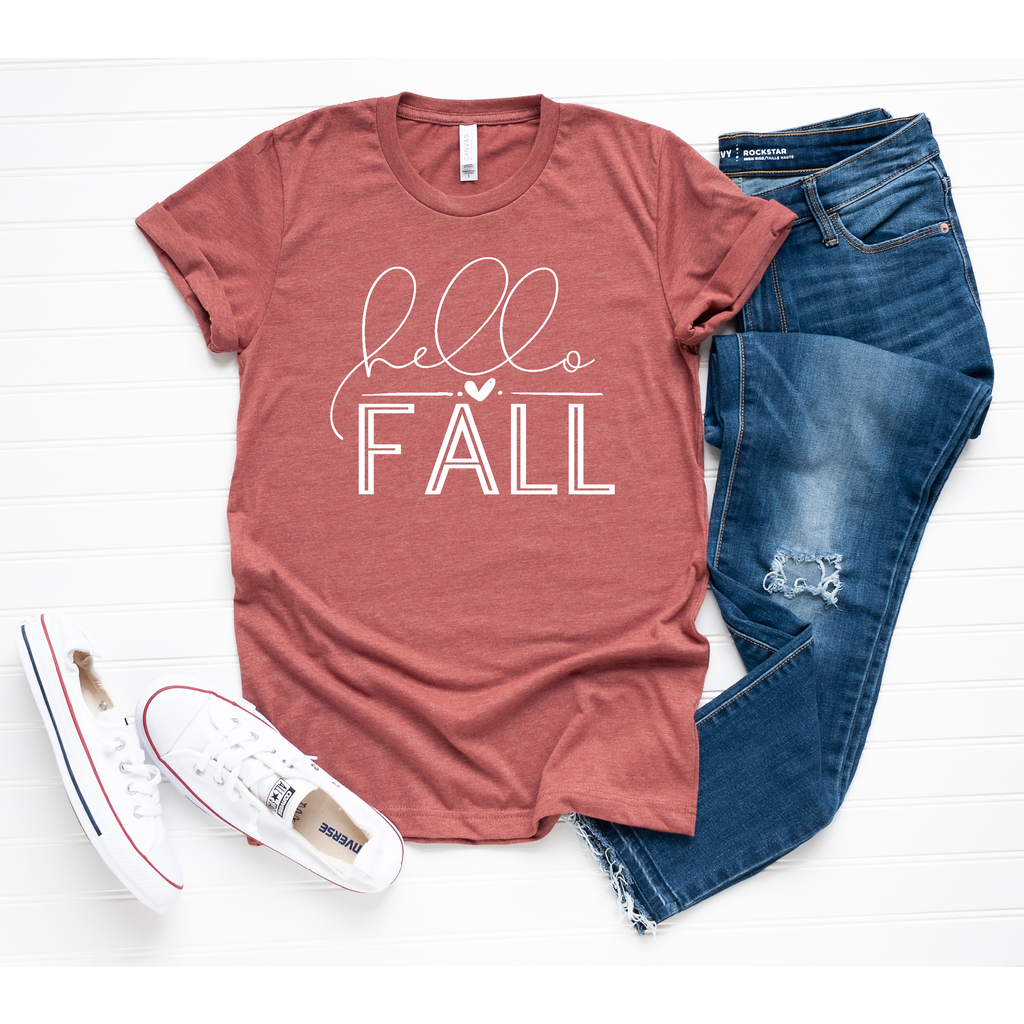 Hello Fall with Heart- Screen Print