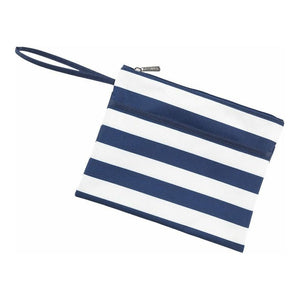 V&L Navy Stripe Zip Pouch Wristlet