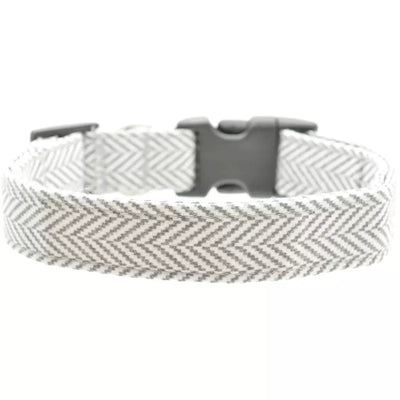 Gray Herringbone Dog Collar - Monogrammed