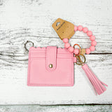 Silicone Beaded Wristlet w/ Card Holder Wallet