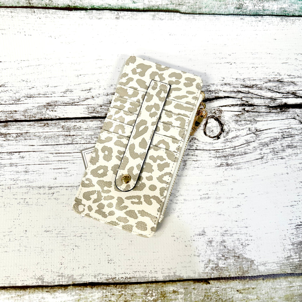 Saige Cheetah Grey Slim Card Holder Wallet - Jen & Co.
